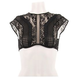 Autre Marque Top de renda de algodão Preto