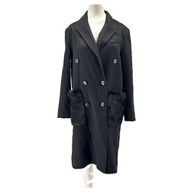 Autre Marque Schwarzer Wollmantel Schwarz