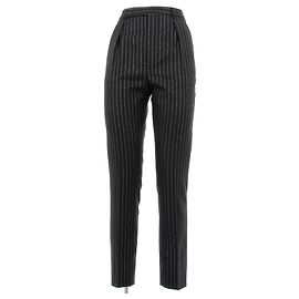 Saint Laurent Calça preta com listras prateadas Preto