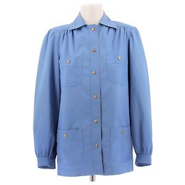 Céline Camisa azul con botones dorados Azul
