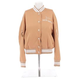 Off White Bomberjacke aus Satin Beige Beige
