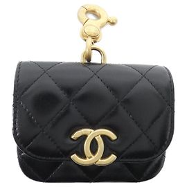Portachiavi in pelle nera Chanel Nero