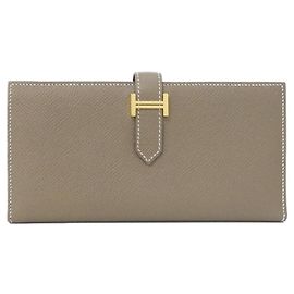 Hermès Bearn Soufflé Geldbörse Taupe
