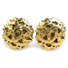 Orecchini a clip in metallo dorato Chanel Coco Mark D'oro