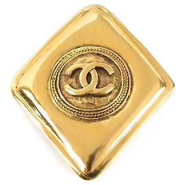 Broche de metal dourado Chanel com a marca Coco Dourado