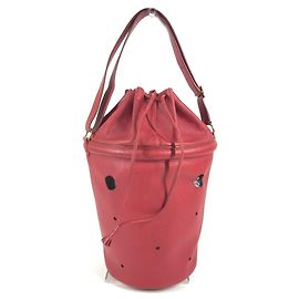 Borsa a Spalla Mainjoir con Frange e Pompon di Hermès Rosso
