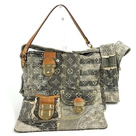 Sac Posty en Patchwork Denim Monogram Louis Vuitton Marron Noir