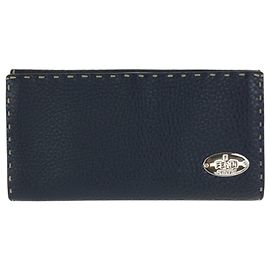 FENDI Selleria Black Leather Long Wallet Black