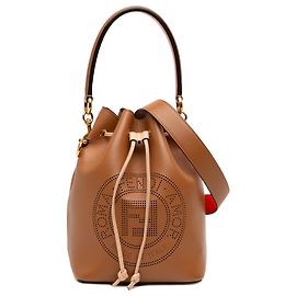 Sac seau Mon Tresor en cuir perforé marron Fendi Marron Camel