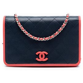 Chanel Bleu Sac en Cuir Matelassé Color Pop CC Wallet on Chain Bleu Autre