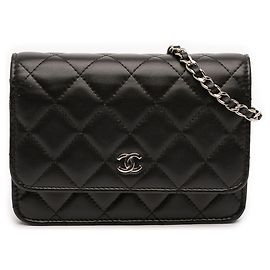 Cartera Mini CC de piel de cordero negra de Chanel Negro