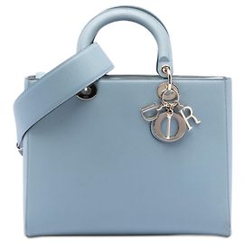 Dior Azul Grande Couro Granulado Lady Dior Azul Azul claro