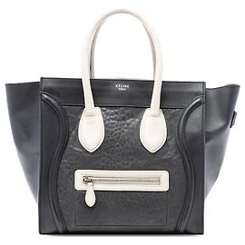 Céline Celine Mini Borsa da Viaggio in Pelle di Vitello Nera Embossata Nero