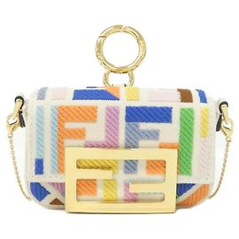 Fendi Nano Baguette Charm 7AS045 APHL Blanc Multicolore