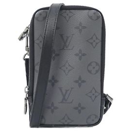 Louis Vuitton Monogram Eclipse Reverse Double Phone Handbag Pouch Black Grey