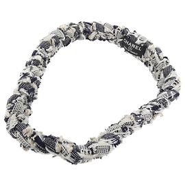 Fascia per capelli Chanel blu navy e bianco Bianco Blu navy