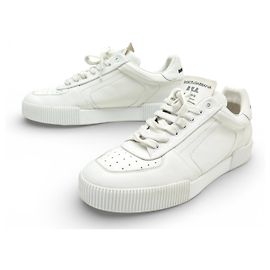DOLCE & GABBANA MIAMI CS1648 11 45 WEISSE LEDERSNEAKERS Weiß
