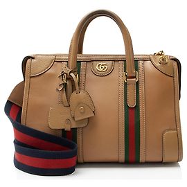 Gucci Leather Ophidia Bauletto Medium Satchel Brown