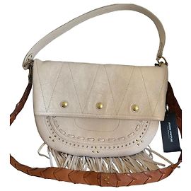 Jerome Dreyfuss Bolsa de ombro de couro bege com franjas Marrom