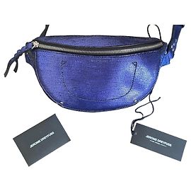 Jerome Dreyfuss Bolsa de cintura azul metálica em couro de cabra Azul