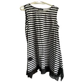 Autre Marque Robe courte PLU à rayures sans manches noir blanc Noir Blanc