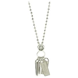Collana con diamante e targhetta Gucci Argento