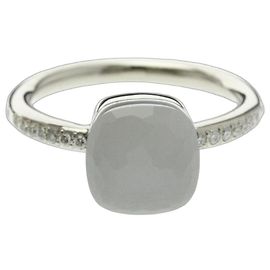 Anello Pomellato Nude Petite in Quarzo Latte e Diamanti Argento