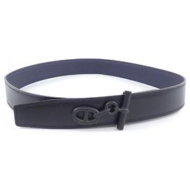 Cinturón Reversible Hermès Yachting de 32 mm Negro Azul marino