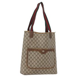Borsa tote Gucci GG Supreme Web Sherry Line in PVC beige e rosso 39 02 003 Auth ki6528 Rosso Beige
