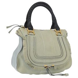 Chloé Sac à main Chloe Marcie en cuir vert doré Auth 172852 Doré Vert