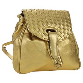 BOTTEGA VENETA Backpack Leather Gold Auth 172406V Golden