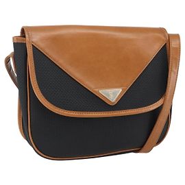 Bolso de Hombro SAINT LAURENT PVC Negro Oro Auth fm5208 Negro Dorado