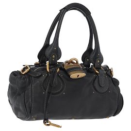 Chloé Borsa a mano Chloe Paddington in pelle nera oro argento Auth am10875SAV Nero Argento D'oro