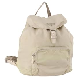 PRADA Backpack Nylon White Silver Auth bs33253 Silvery White