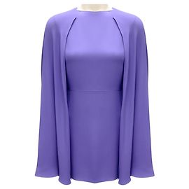 Valentino Garavani Vestido Mini de Seda Cady com Mangas de Capa Roxo Valentino Roxo