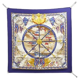 Cachecol Quadrado VIVE LE VENT da Hermès Azul
