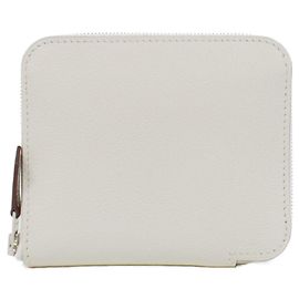 Hermès Hermes WILD Silk In Compact Wallet White Blue Other