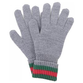 Luvas Quentes Gucci Marrom Vermelho Verde