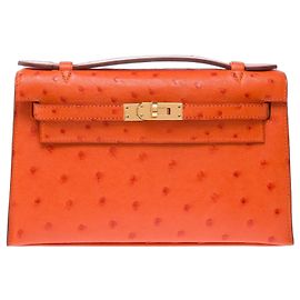 Hermès HERMES Kelly Mini Bag in Exotic Leathers Orange - 103364 Orange