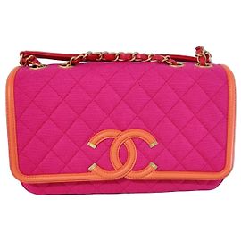 Bolso Chanel Flap Rosa Rojo Naranja Jersey Multicolor