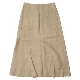 Autre Marque Drawer Linen Wool Silk Skirt Beige