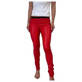 Helmut Lang Leather Leggings Red