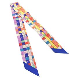 Cachecol em twill Plume da Hermès Azul Multicor