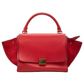 Céline Borsa Trapeze Piccola in Pelle di Vitello Rossa e Camoscio di Celine Rosso