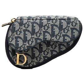 Dior Blue Diorissimo Canvas Saddle Pouch Blue Navy blue