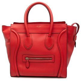 Céline Celine Mini Luggage Tote de piel de ternera roja Roja