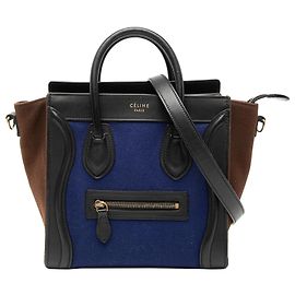 Céline Celine Blu Nano Tricolore Borsa da Viaggio in Feltro Blu Altro