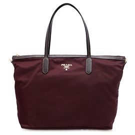 Sac à main en tessuto avec garniture Saffiano rouge de Prada Rouge Bordeaux