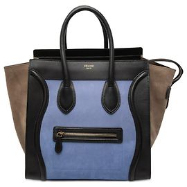 Céline Celine Mini Borsa da Viaggio Tricolore in Nubuck Blu e Pelle di Vitello Liscia Blu Altro