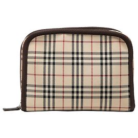 Beige Burberry Haus-Check Canvas Kosmetiktasche Beige